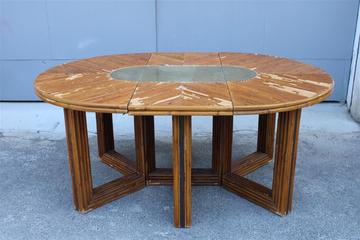Ovaler Konferenztisch aus Bambus und Messing, italienisches Design, 1970er Jahre  im Angebot 7