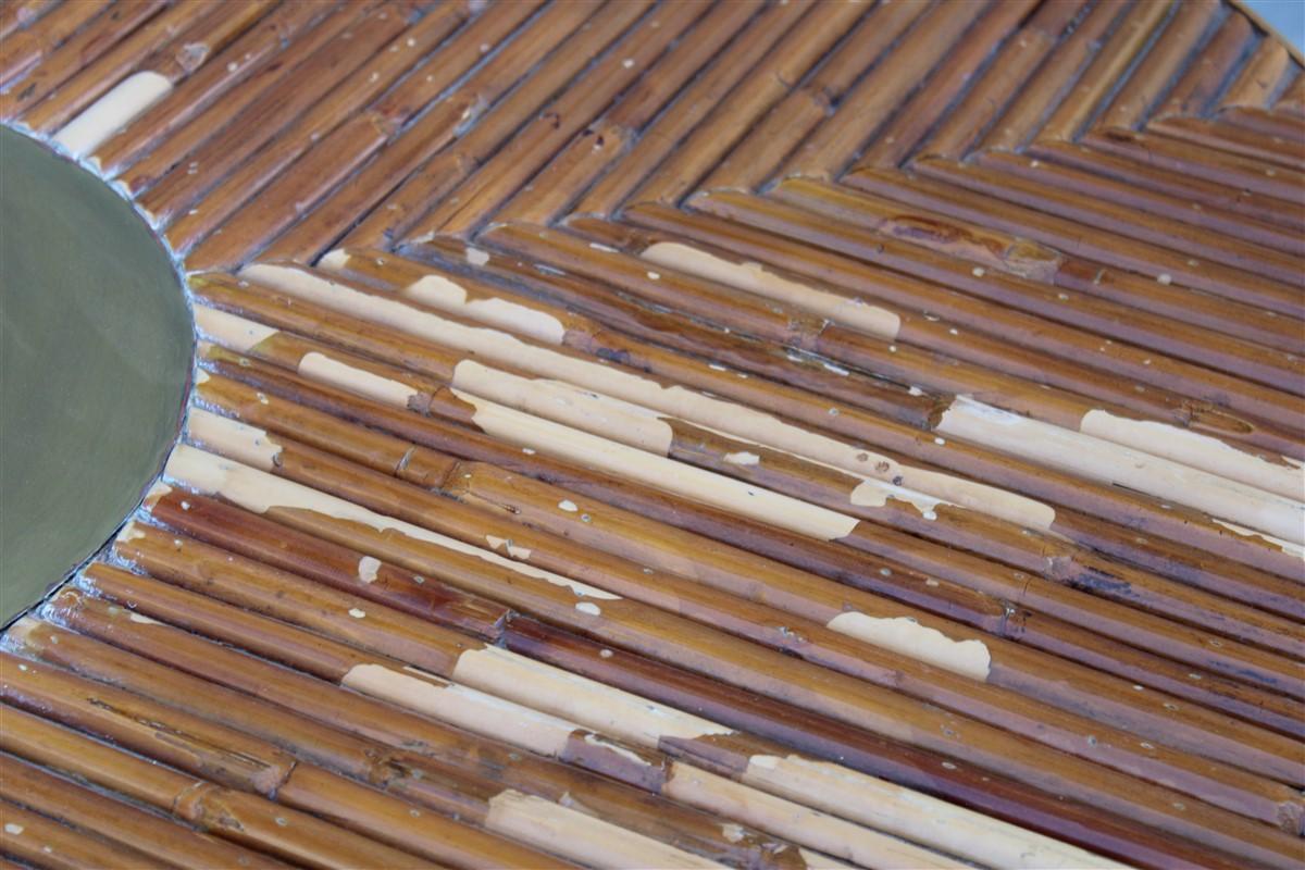 Table de conférence ovale design italien en bambou et laiton des années 1970  en vente 1