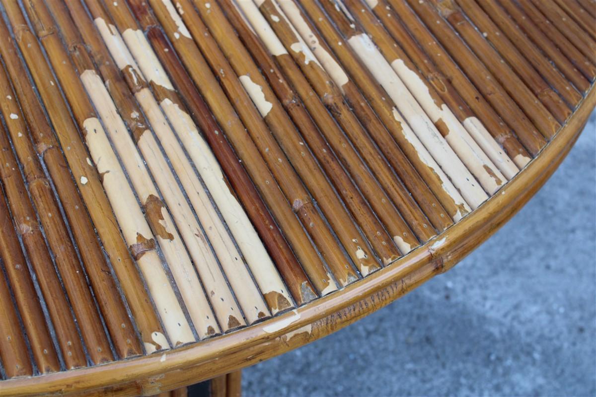 Table de conférence ovale design italien en bambou et laiton des années 1970  en vente 2