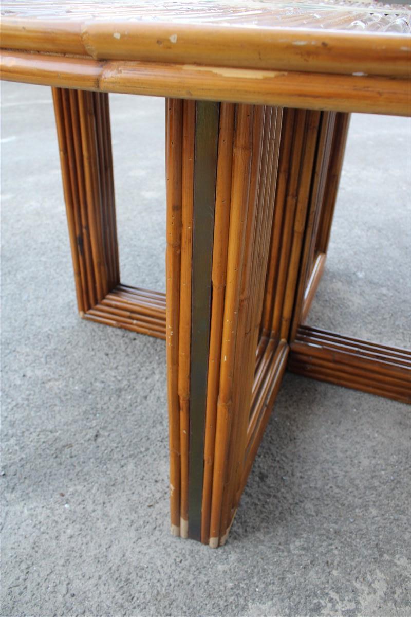 Table de conférence ovale design italien en bambou et laiton des années 1970  en vente 4