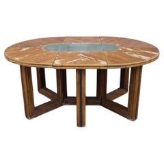 Used Oval Conference table Bamboo and Brass italian Design 1970s 