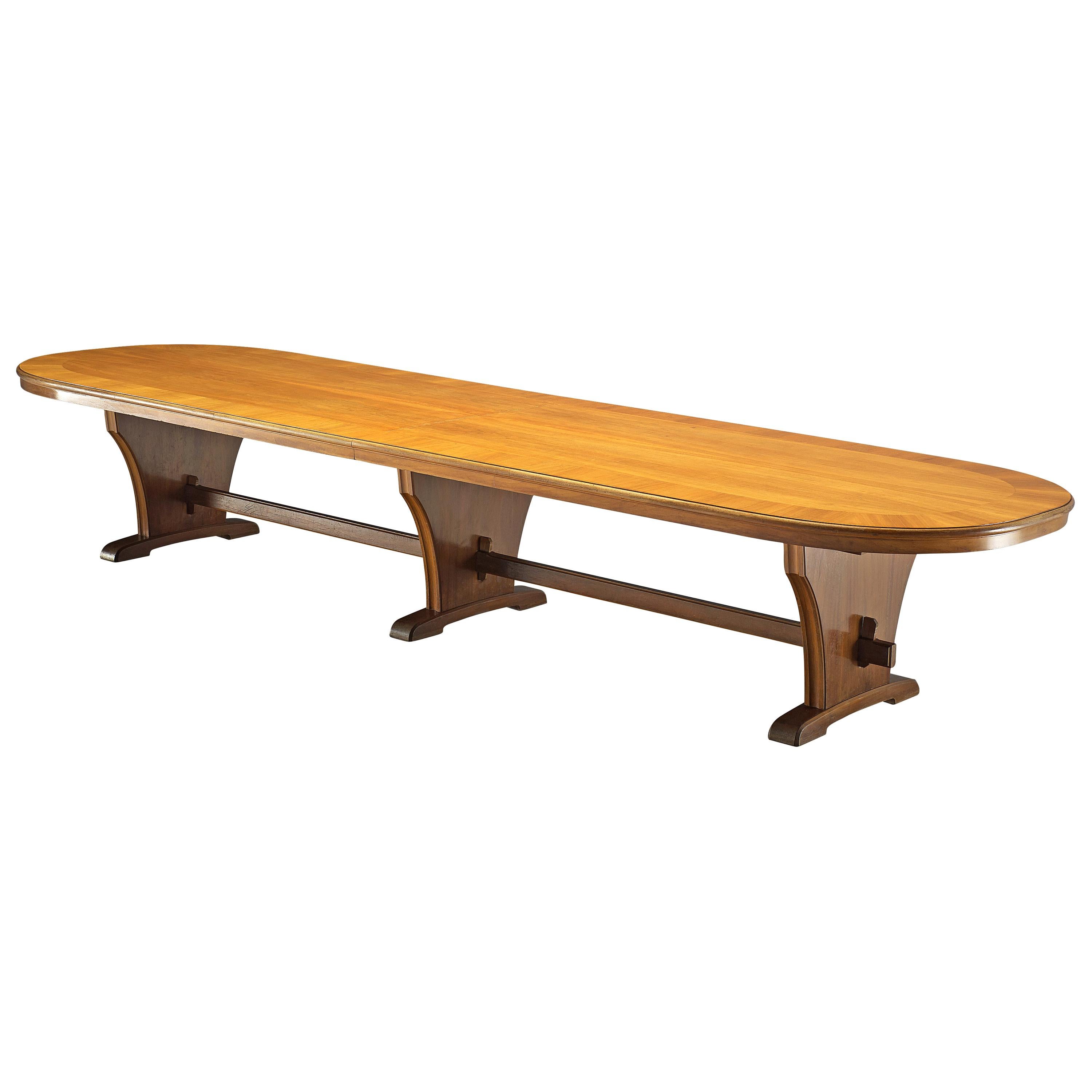 Oval Conference Table with Veneerd Walnut