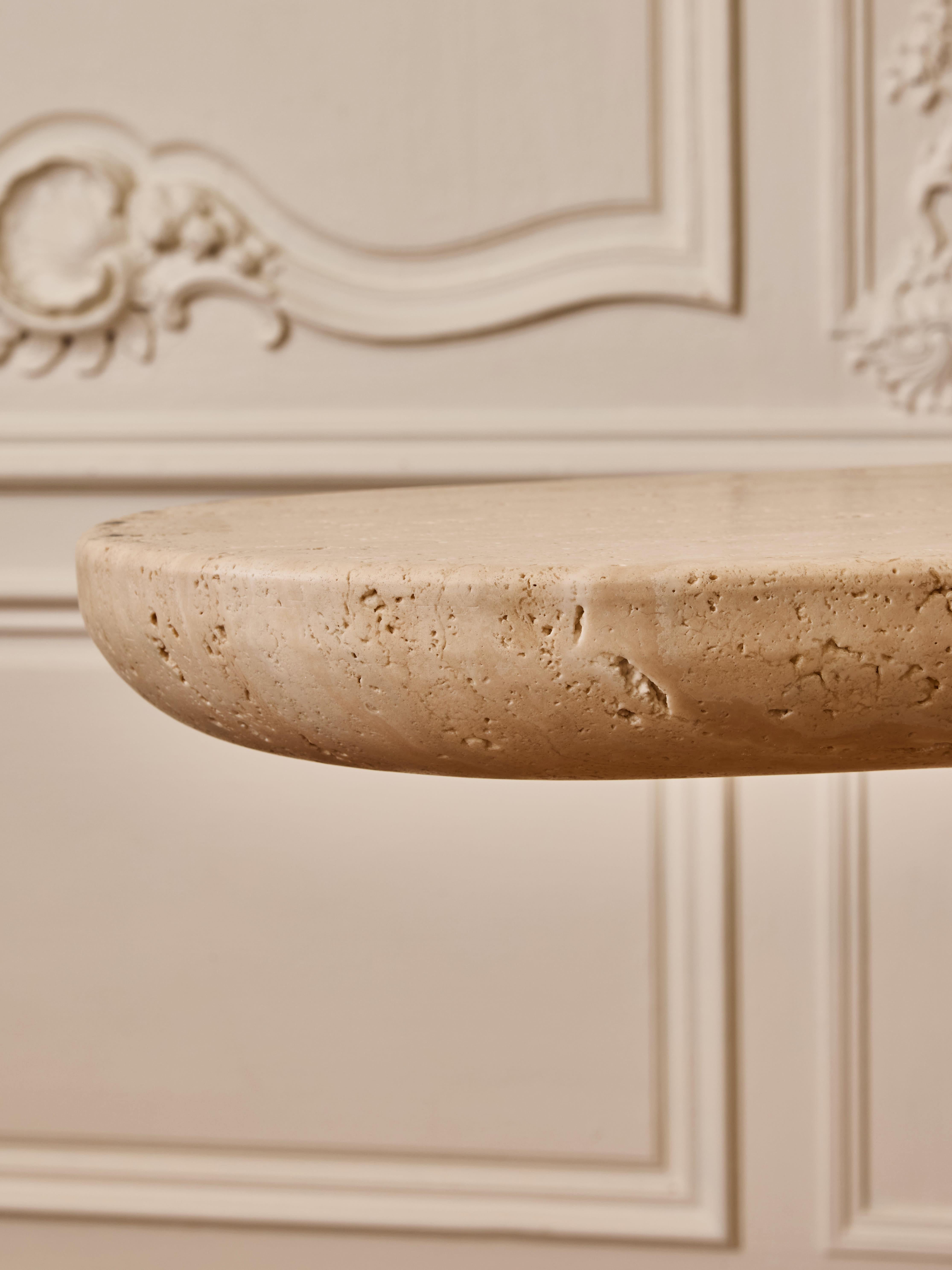 Mid-Century Modern Oval console in travertine stone For Sale