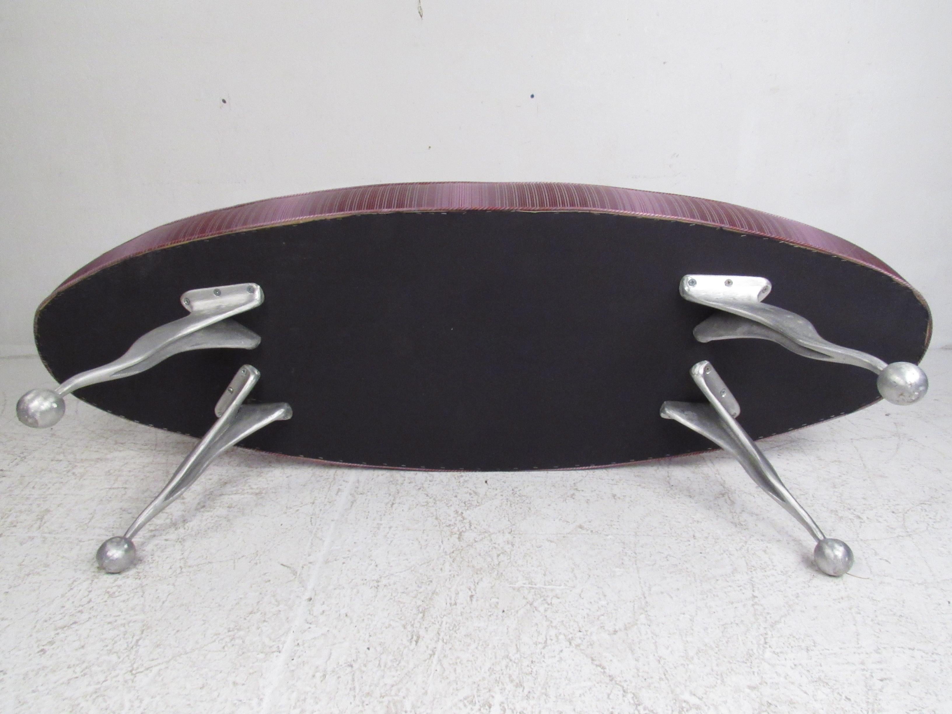 Oval Contemporary Modern Upholstered Bench For Sale 1