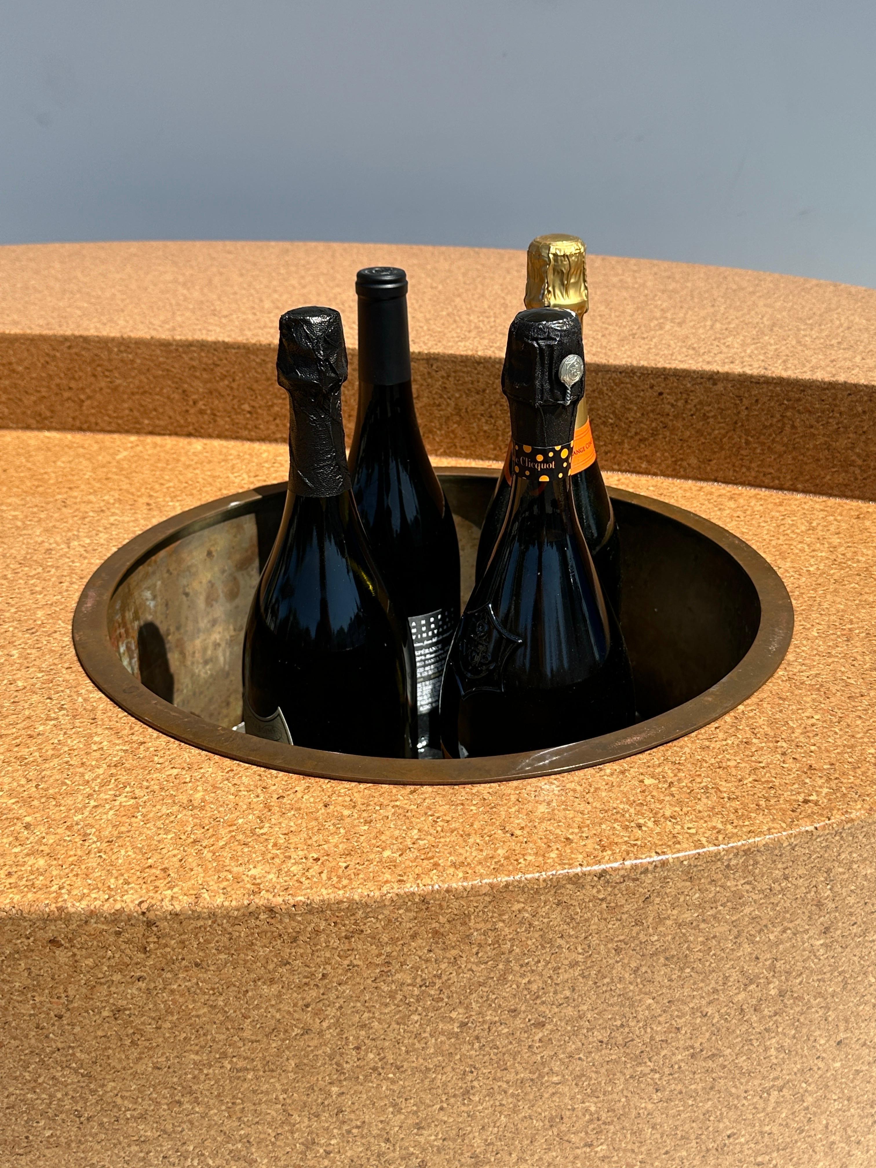 Bouchon Table basse ovale en liège avec refroidisseur de boissons en vente