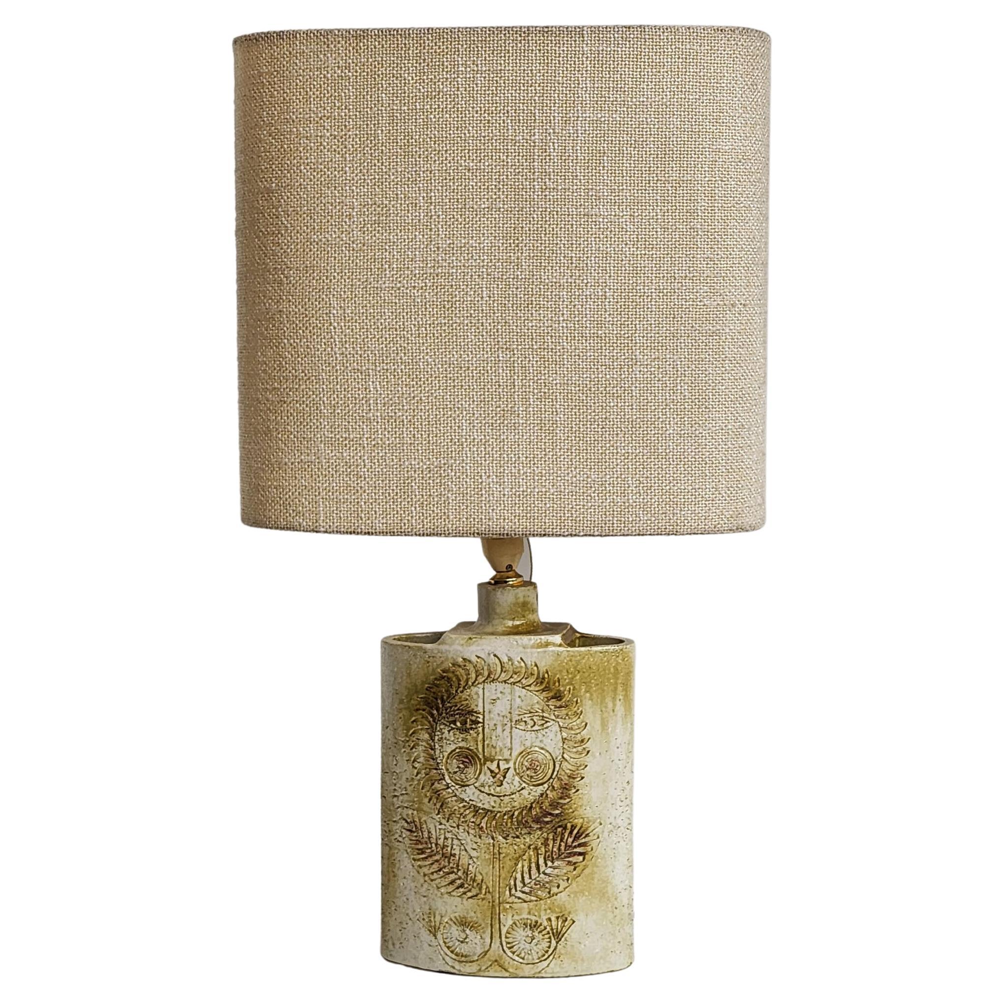 Roger Capron - Oval Cream Glazed Lamp For Sale