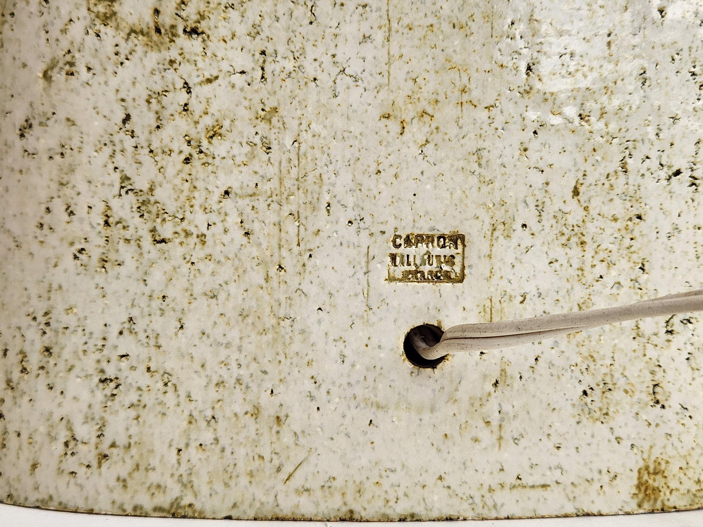 Fin du 20e siècle Roger Capron - Lampe ovale émaillée crème en vente