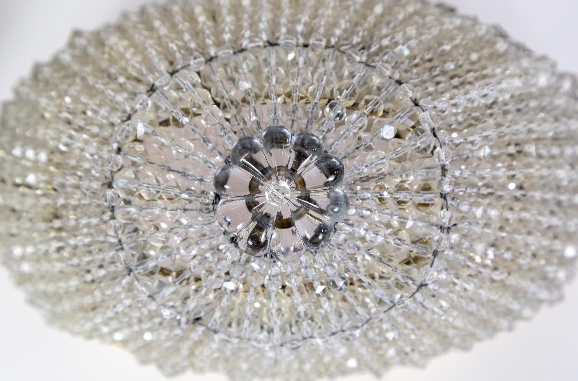 Oval Crystal Beaded Basket Wall or Ceiling Lights (Pair) For Sale 2