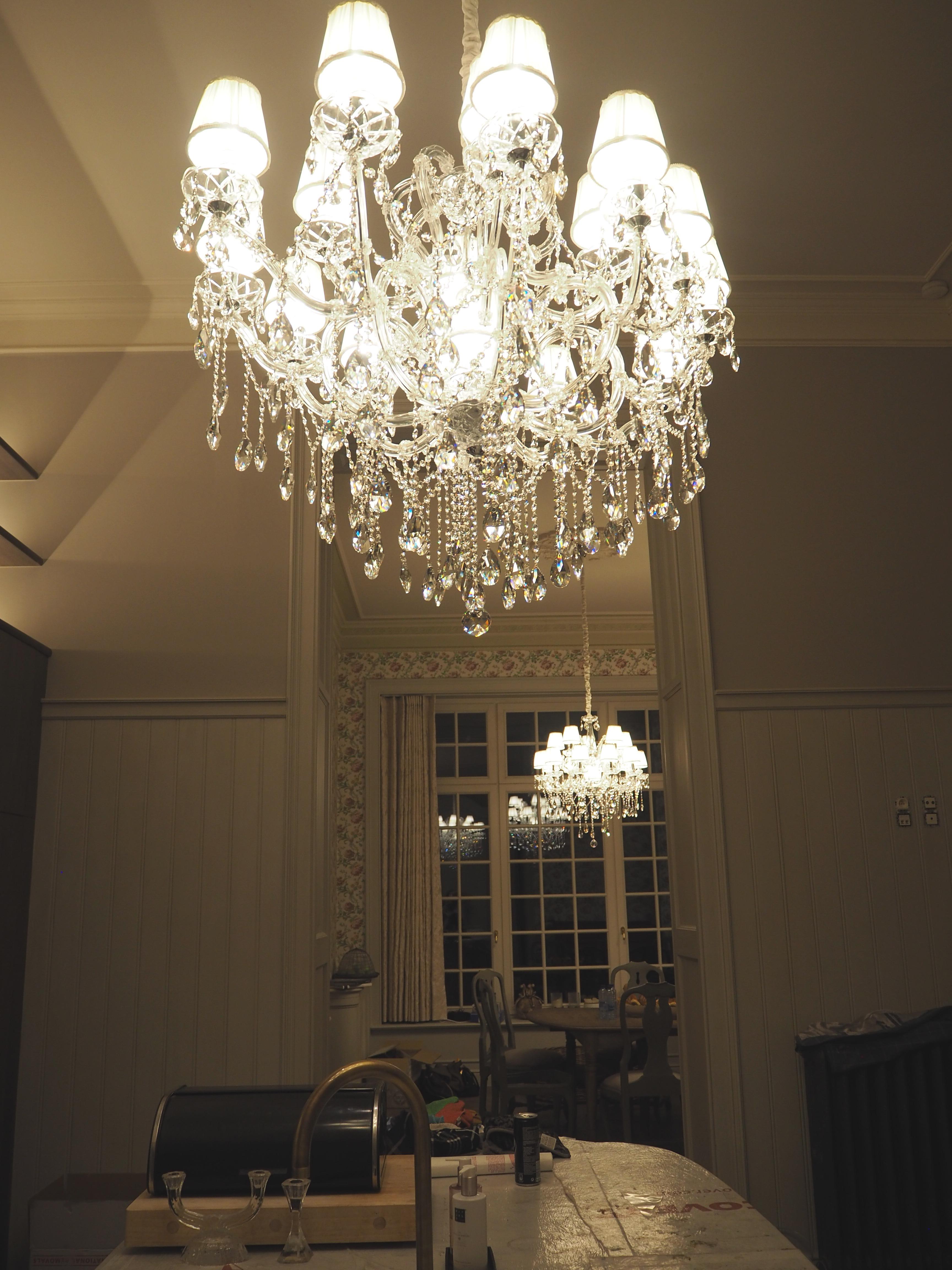 Plated Oval Crystal Chandelier 