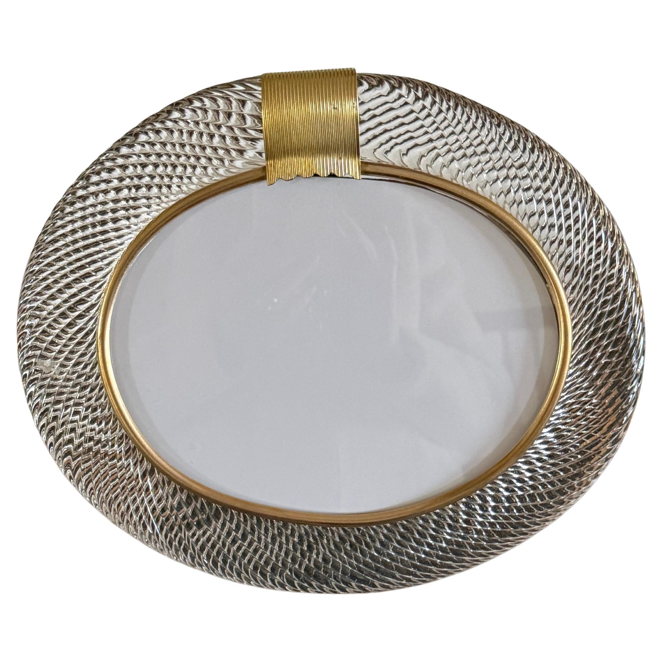Oval Crystal Murano Glass Photo Frame