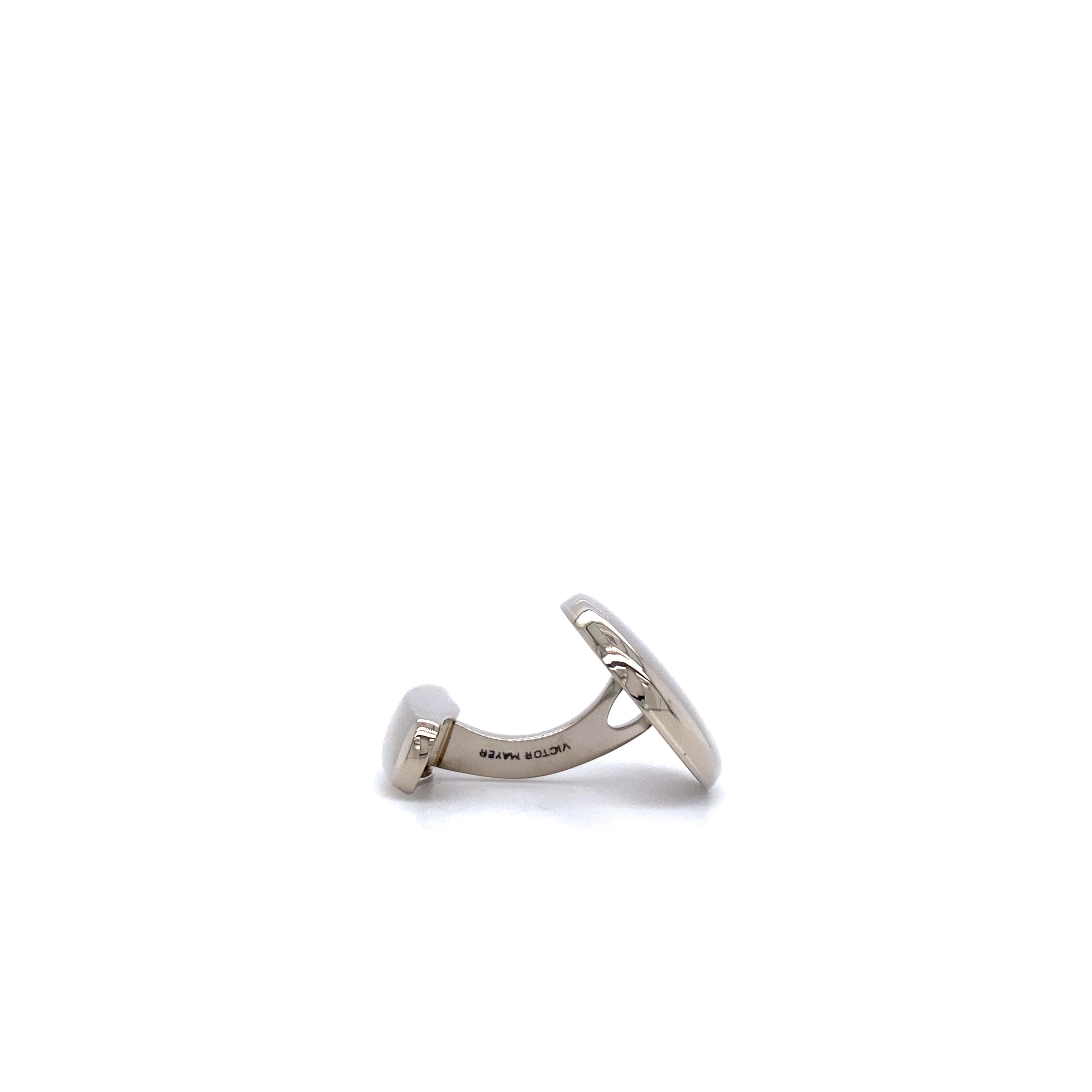 Contemporaneo Gemelli ovali - Oro bianco palladio 18k - Lucidati - 15,7 mm x 20,8 mm in vendita