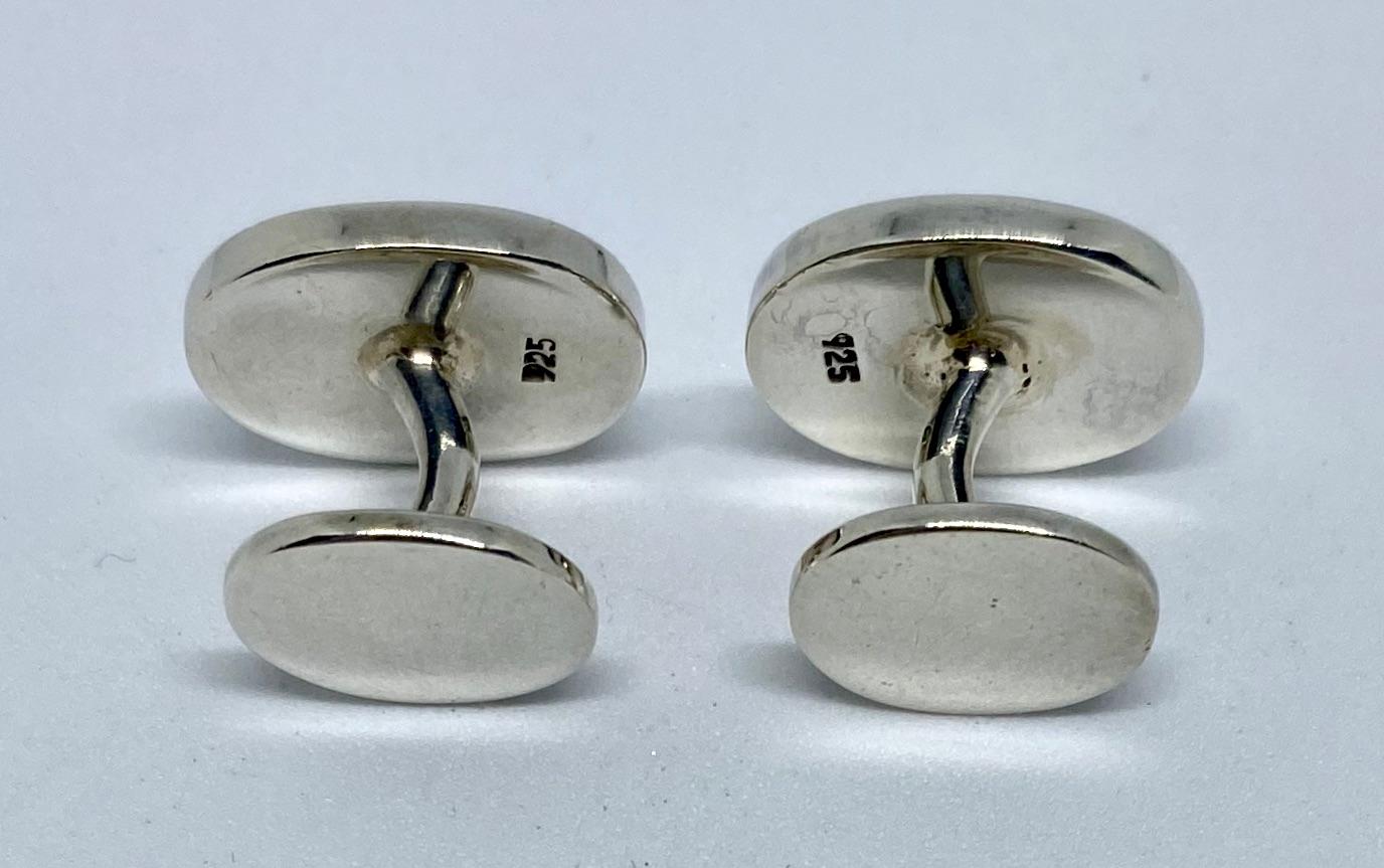 Contemporary Oval Cufflinks in Sterling Silver