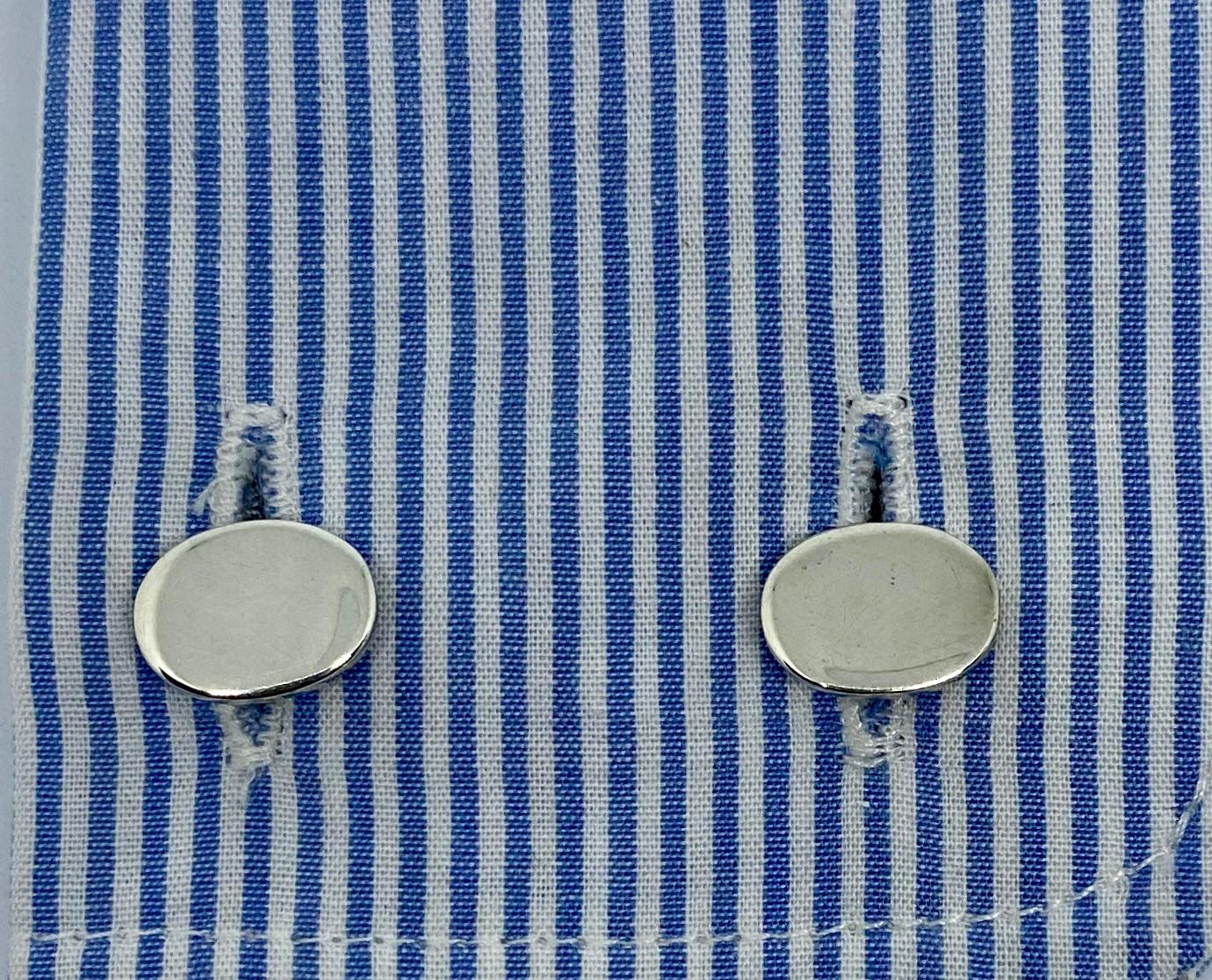 Oval Cufflinks in Sterling Silver In Good Condition In San Rafael, CA