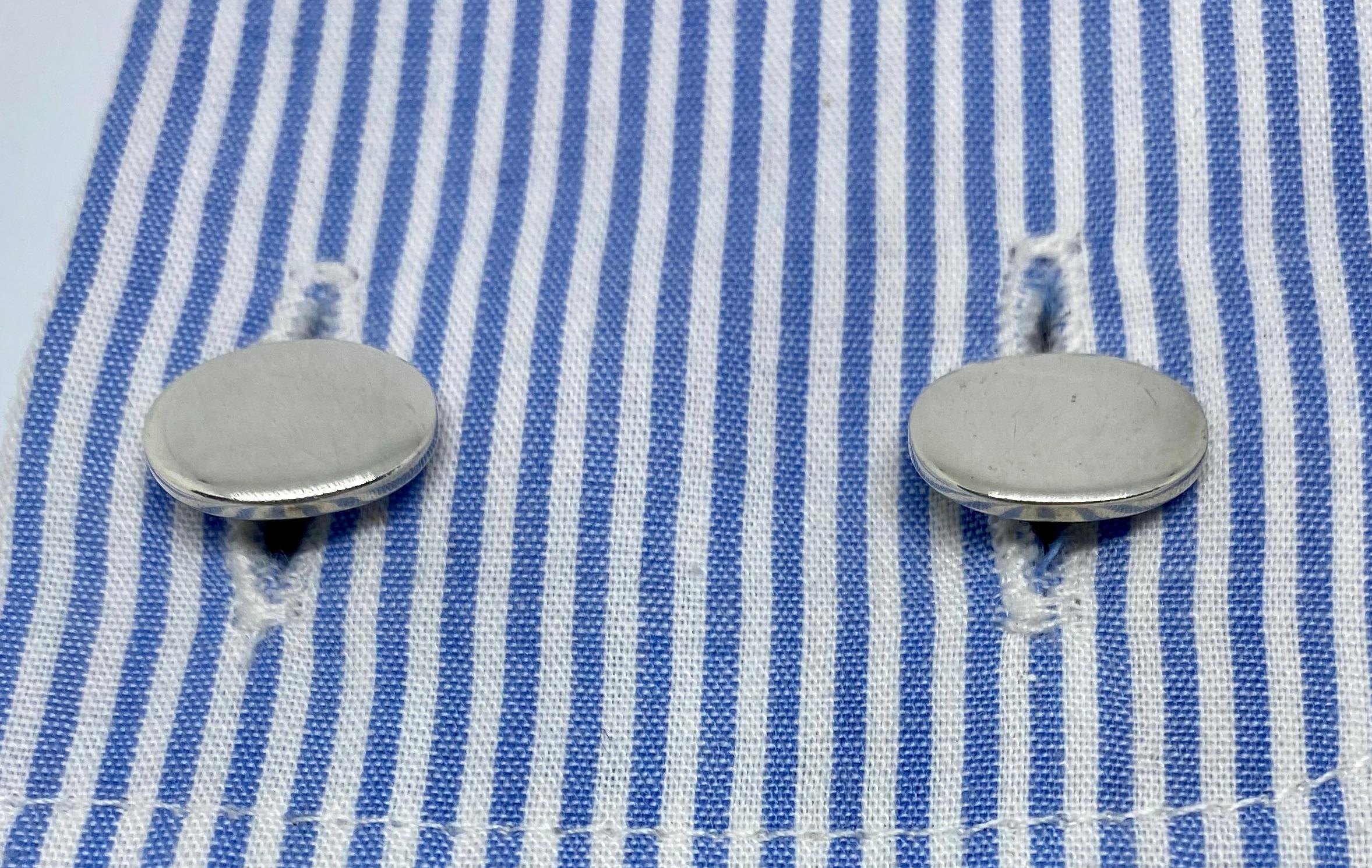 Women's or Men's Oval Cufflinks in Sterling Silver