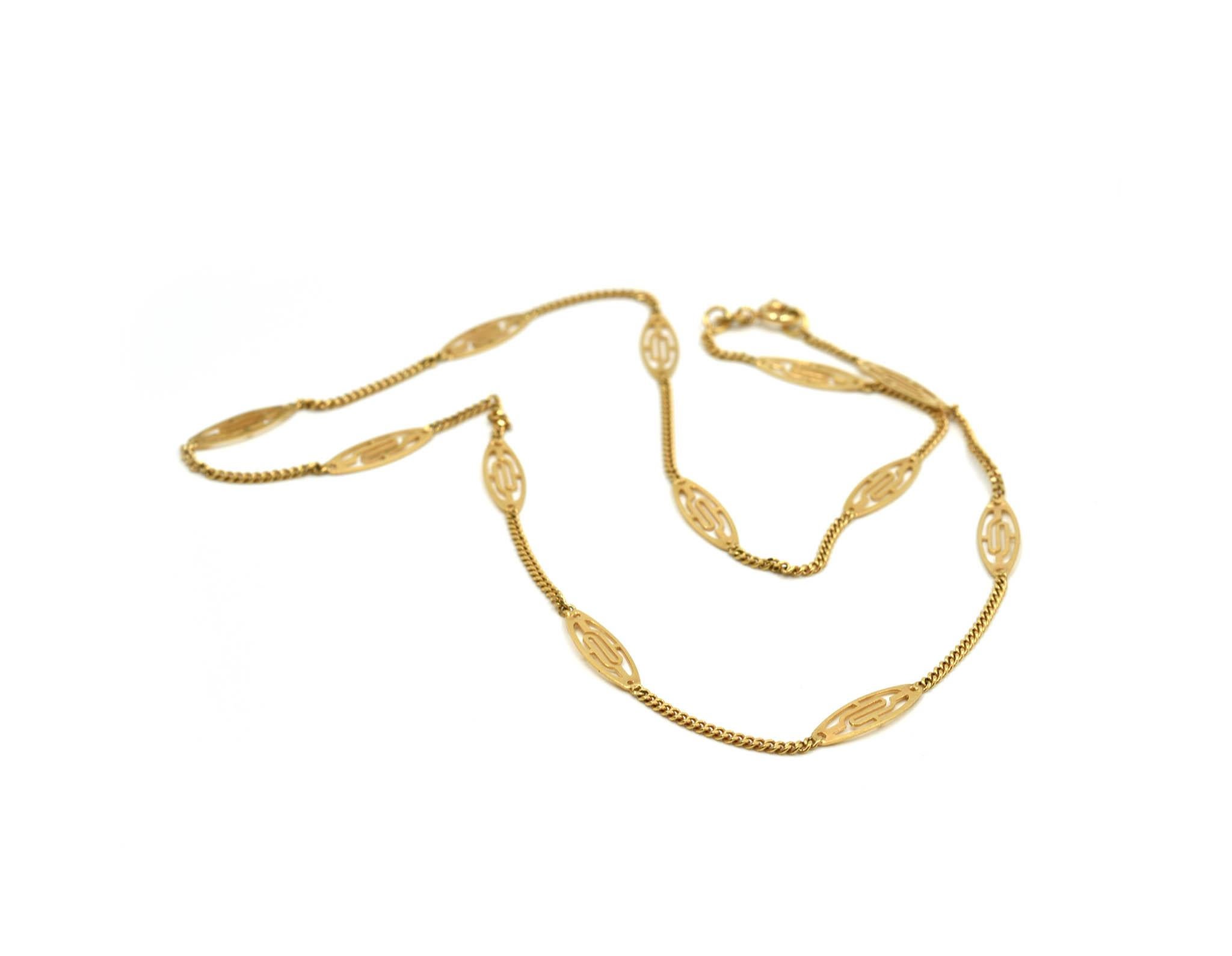 Oval Custom Link 14 Karat Yellow Gold Necklace In Excellent Condition In Scottsdale, AZ