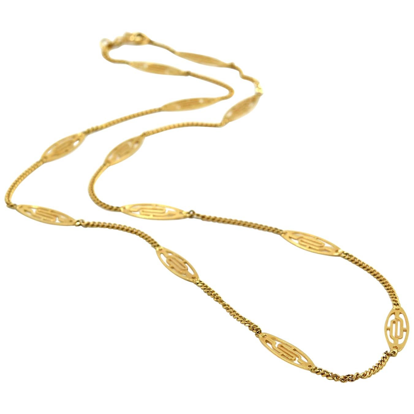 Oval Custom Link 14 Karat Yellow Gold Necklace