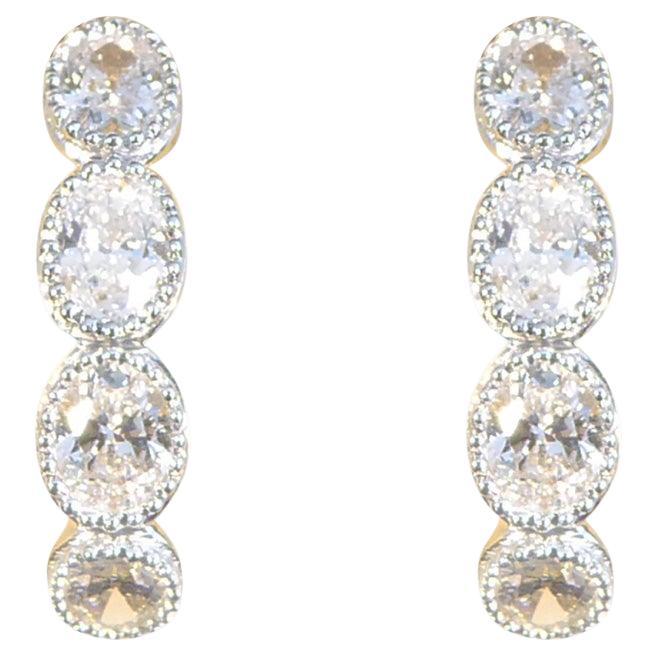 Oval Cut 0.70ct Diamond Huggie Hoop Earrings in 18ct Gold For Sale