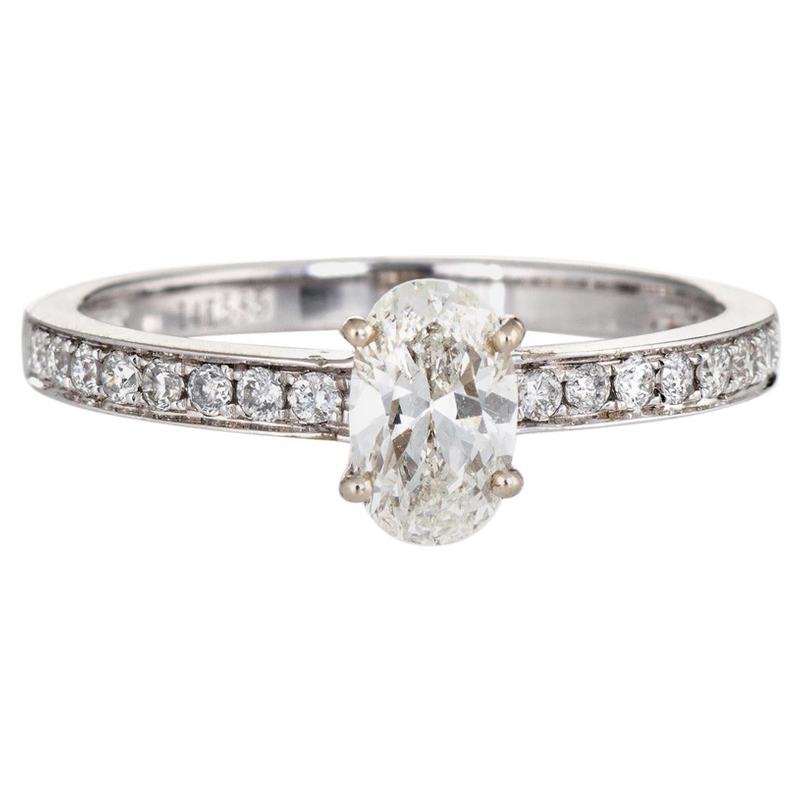 Oval Cut 0.86 Carat Diamond Engagement Ring Estate 14 Karat Gold Fine Bridal