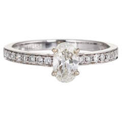 Oval Cut 0,86 Karat Diamant Verlobungsring Estate 14 Karat Gold Fine Bridal