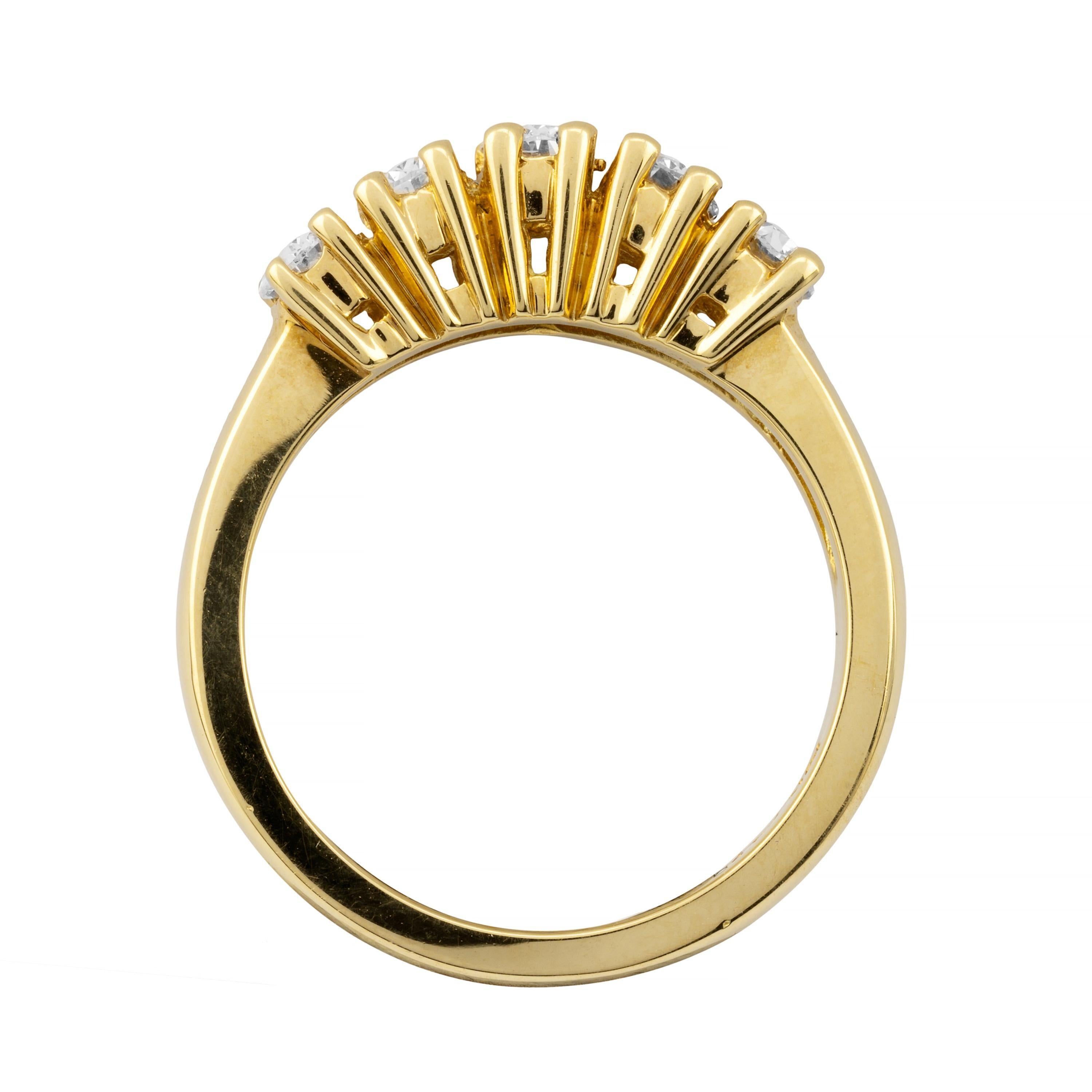 Oval Cut 1.00ctw Five Stone Diamond Band Ring in 18K Yellow Gold 1