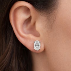 1 Carat Natural Diamond Oval Pavé Halo Solitaire Stud Earrings 14K White Gold