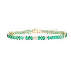 Oval Cut 14K (or 18k upon request) Yellow Gold Emerald Line Bracelet