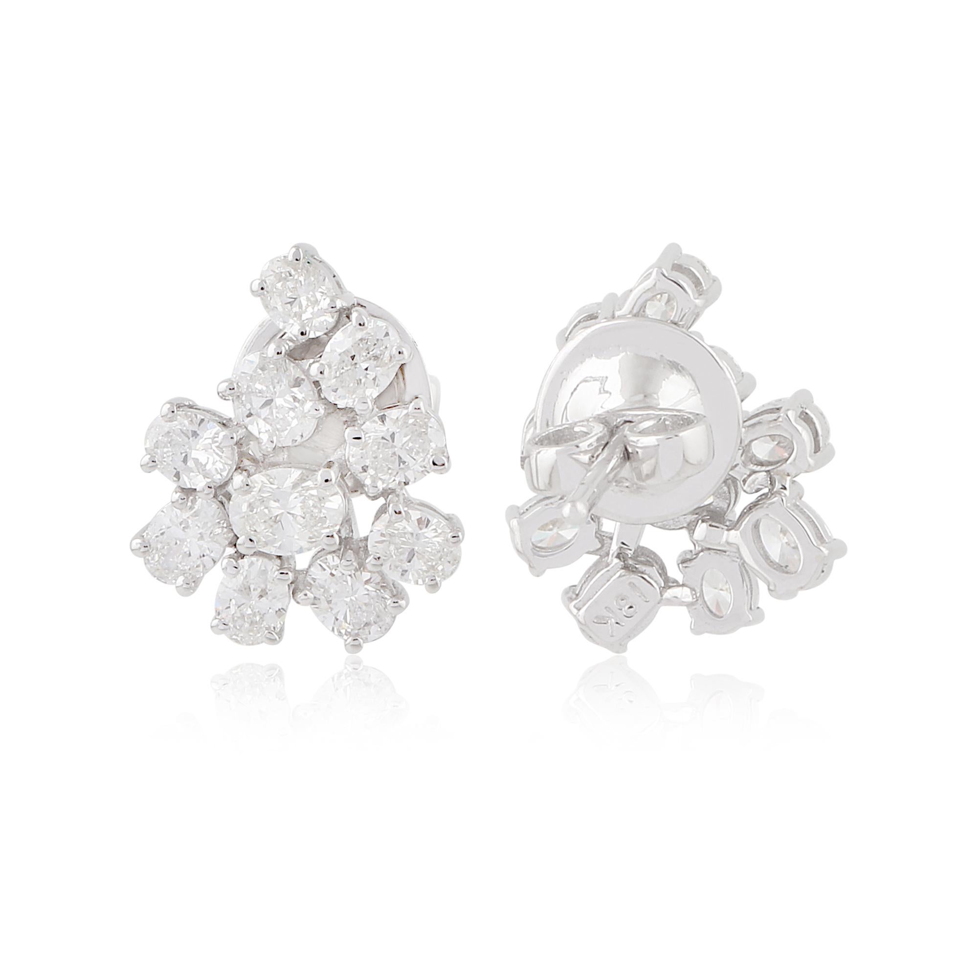 Moderne Oval Cut 1.85Ct SI/H Diamond Stud Anniversary Earrings 14k Solid White Gold (boucles d'oreilles anniversaire en or blanc massif) en vente