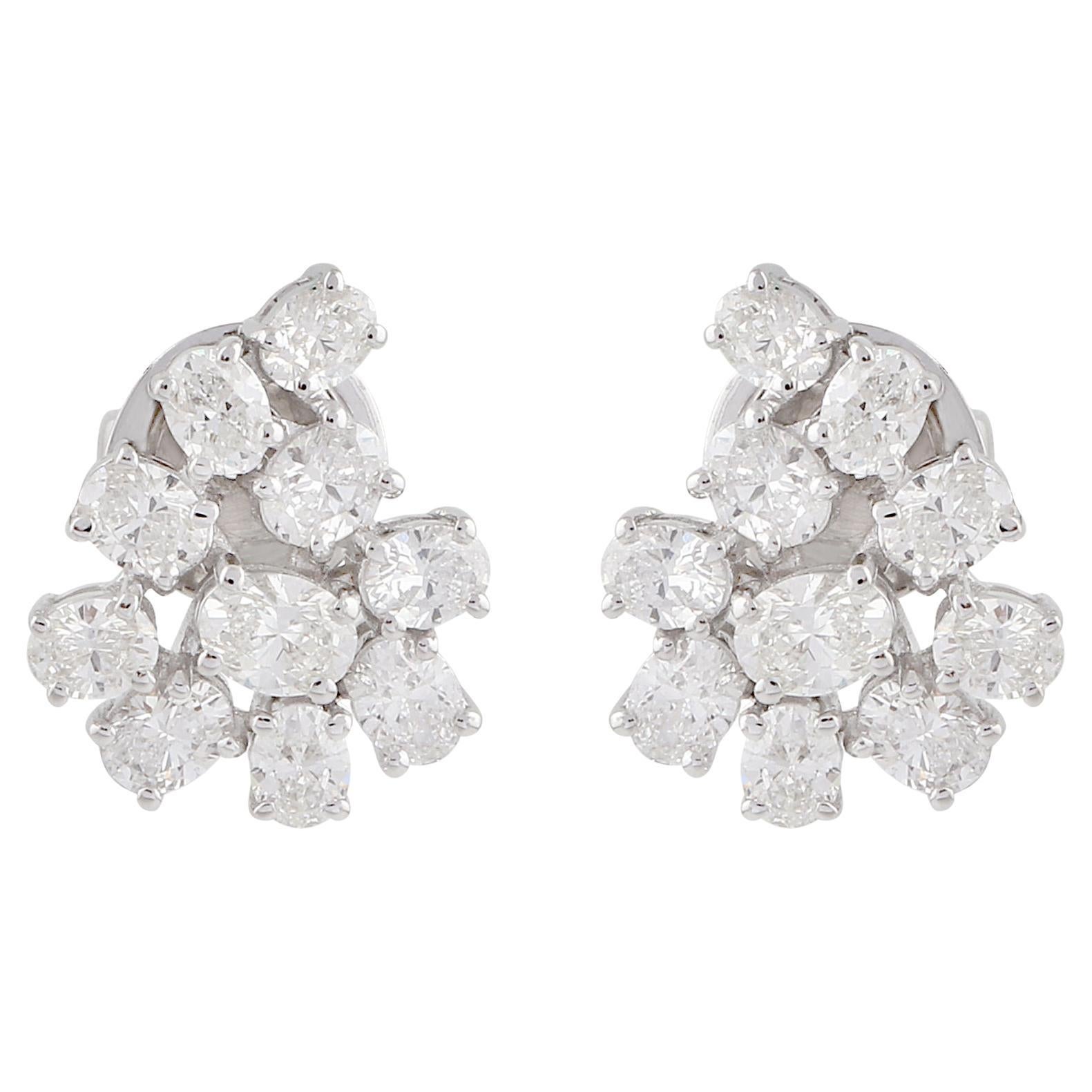 Orecchini da anniversario con diamante taglio ovale da 1,85 carati SI/H H. H.