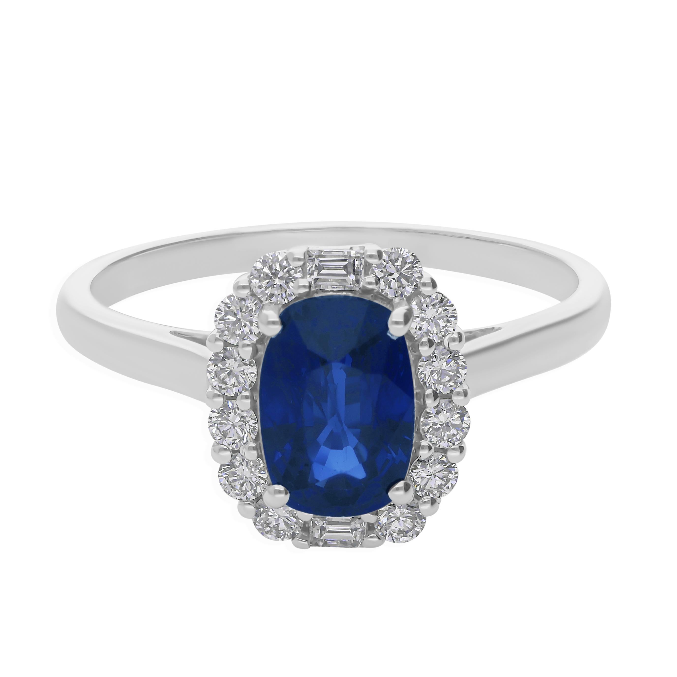 Im Angebot: Oval Cut 1,93TCW Blauer Saphir Halo Diamant Jahrestag Cocktail Ring 18k Gold () 4