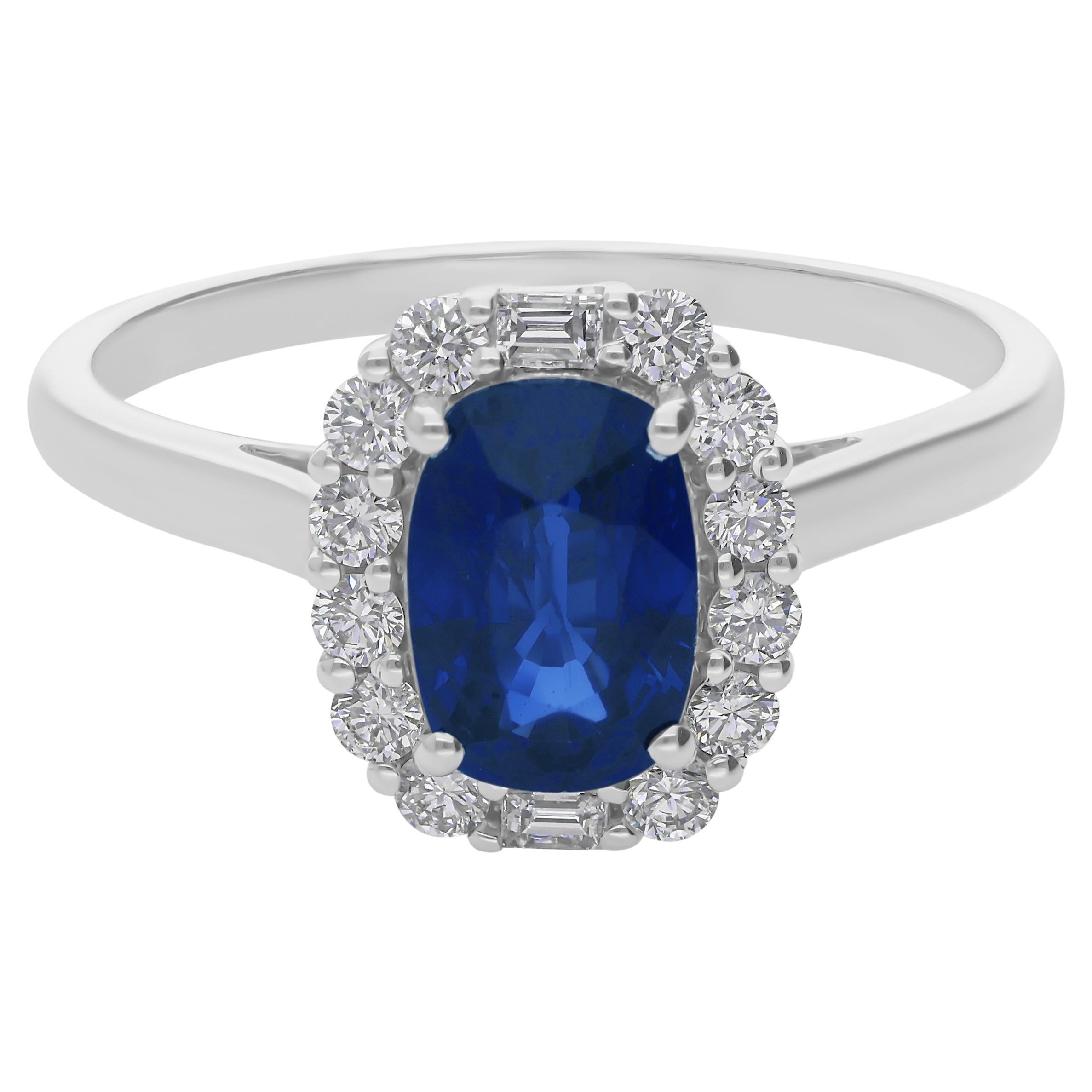 Oval Cut 1,93TCW Blauer Saphir Halo Diamant Jahrestag Cocktail Ring 18k Gold