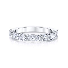 Oval Cut 5-Stone Horizontally Set Diamond Platinum Anniversary Band