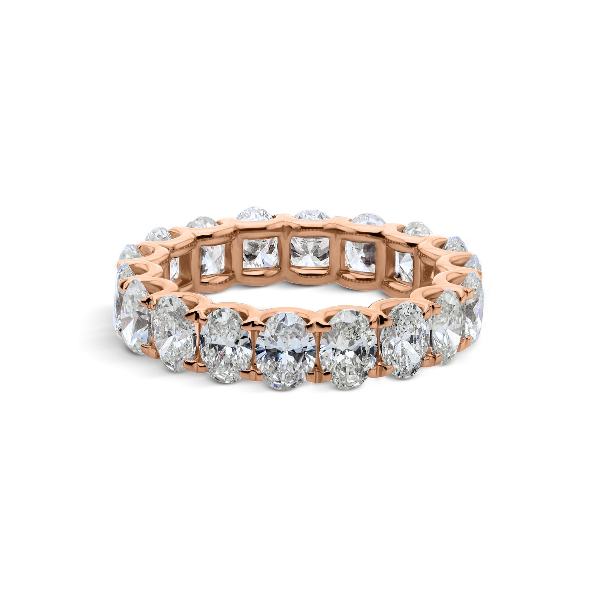 En venta: Anillo de diamante natural de corte oval de 5,43 ct Oro rosa de 14 quilates Joyería hecha a mano  3