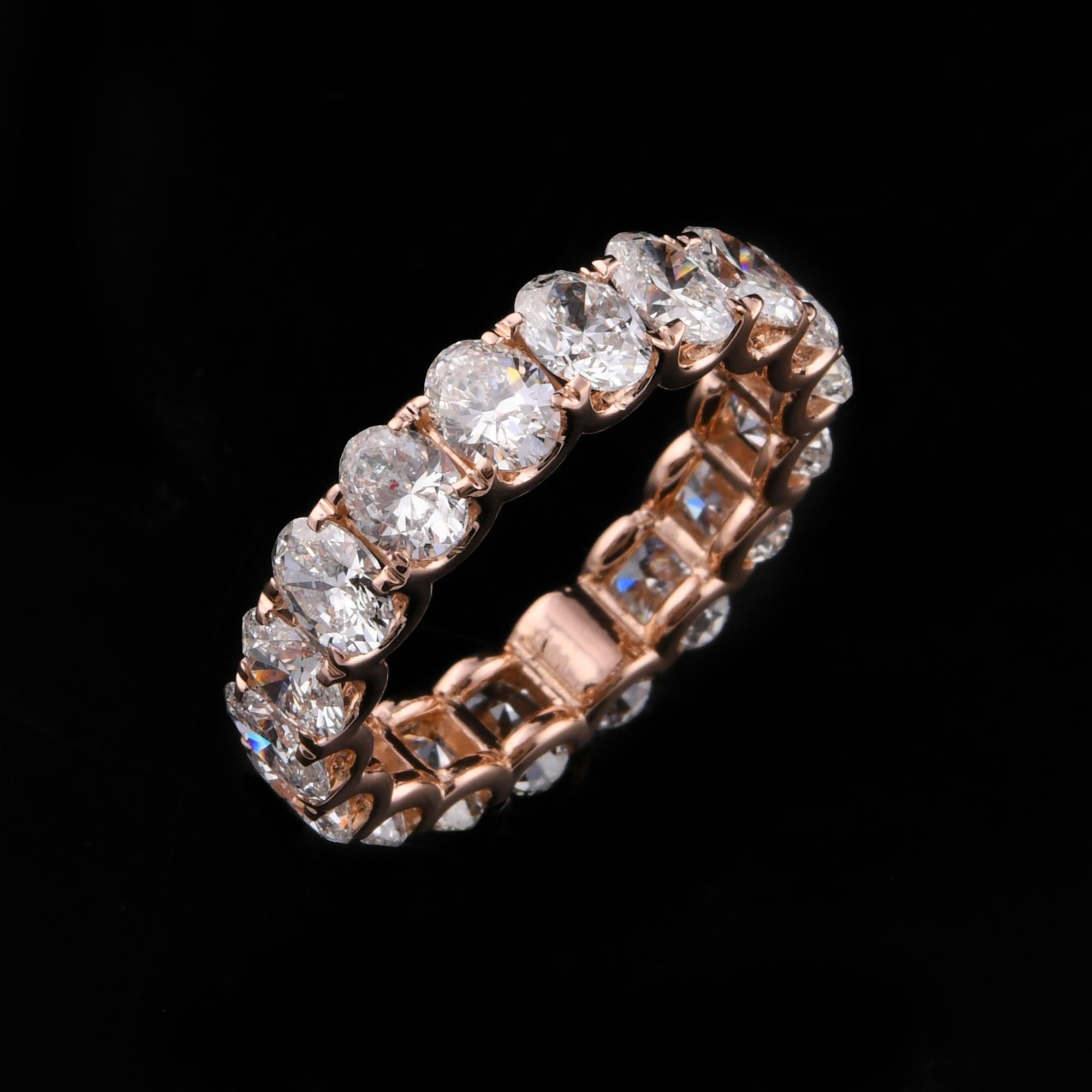 En venta: Anillo de diamante natural de corte oval de 5,43 ct Oro rosa de 14 quilates Joyería hecha a mano  5