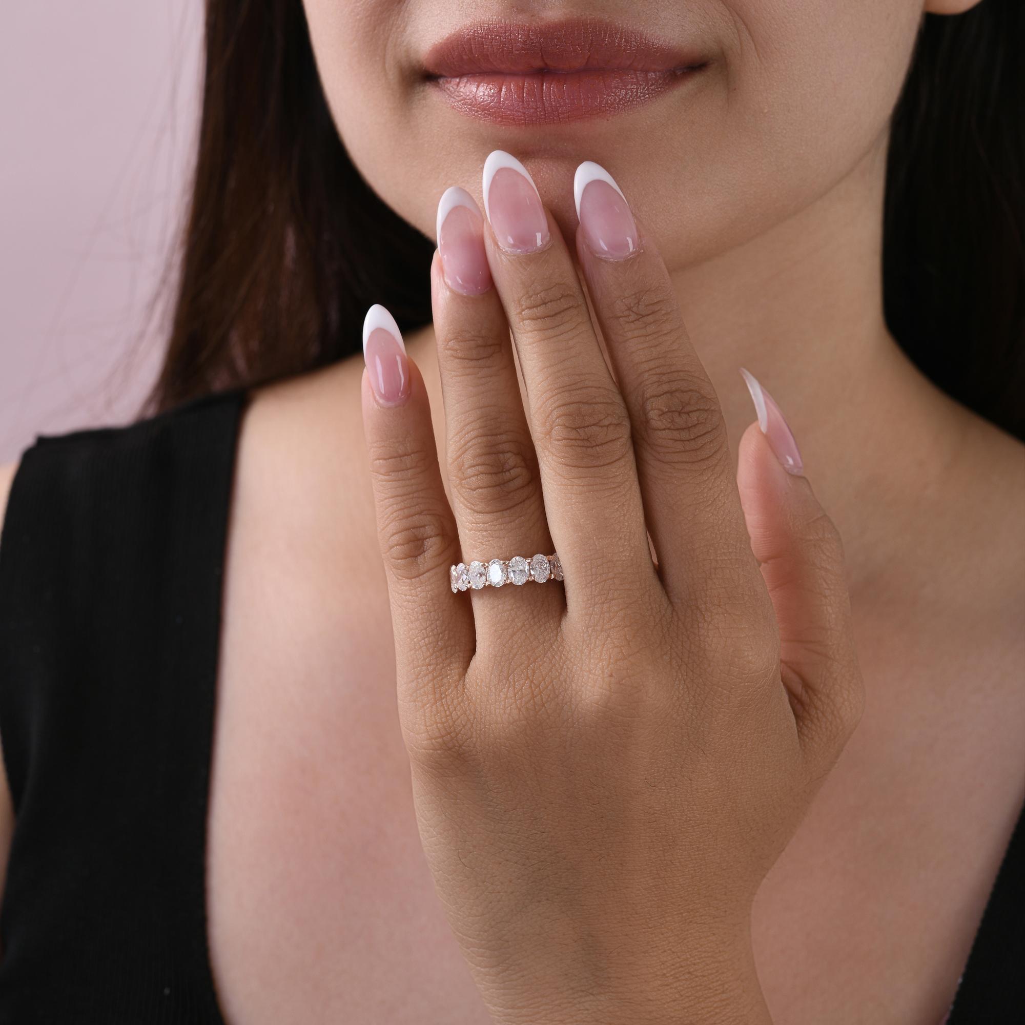 En venta: Anillo de diamante natural de corte oval de 5,43 ct Oro rosa de 14 quilates Joyería hecha a mano  6