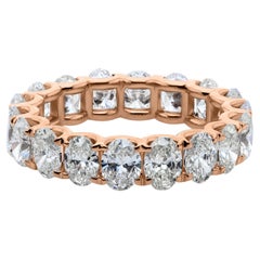Oval Cut 5.43 Ct Natural Diamond Band Ring 18 Karat Rose Gold Handmade Jewelry