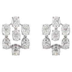 Pendientes de oro blanco de 14k con diamantes ovalados de varios racimos 6,86 ct Regalo de novia