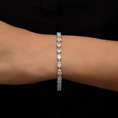 7.58 Ct Natural Diamond Tennis Bracelet  18k White Gold Wedding jewelry for Her