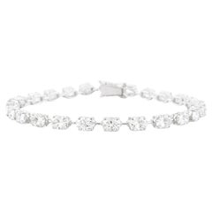 7.58 Ct Natural Diamond Tennis Bracelet  18k White Gold Wedding jewelry for Her