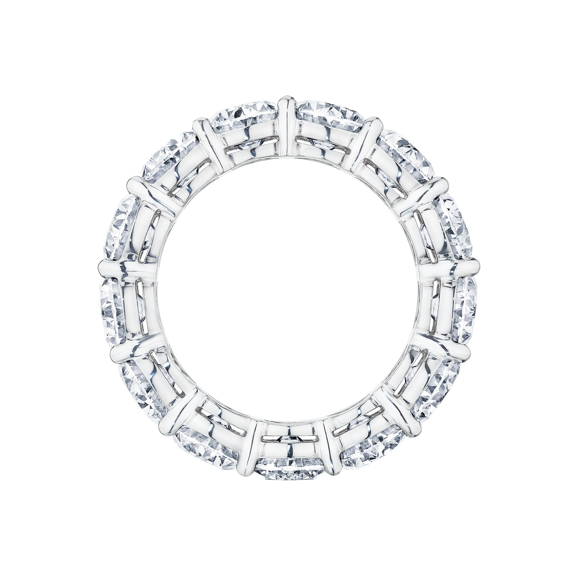 Contemporary Oval Cut 9.55 Carat Diamond Platinum Eternity Band For Sale