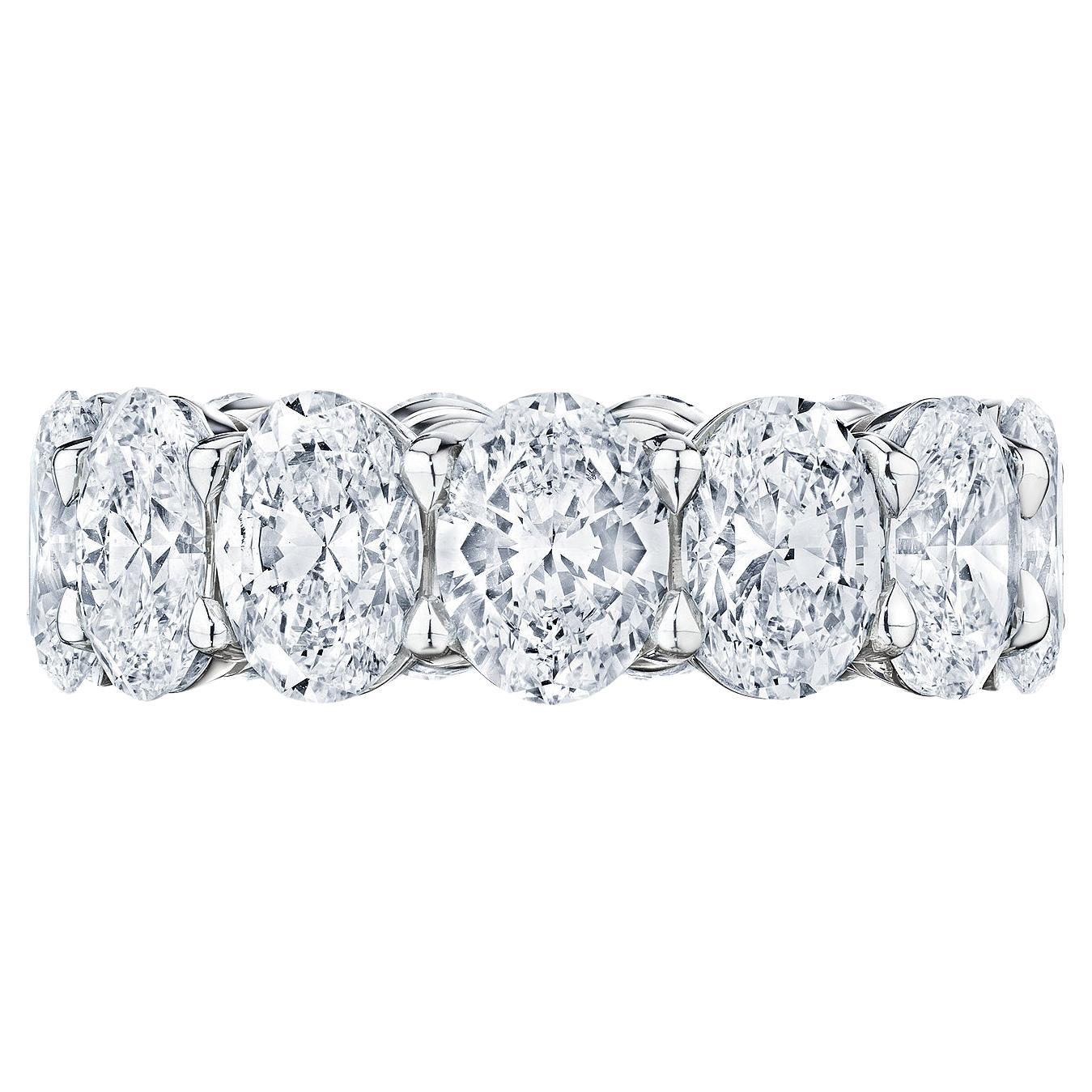Anneau d'éternité en platine avec diamants taille ovale de 9,55 carats