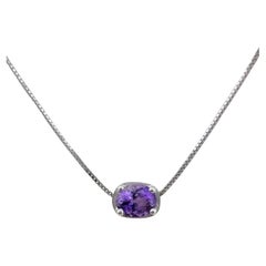 Oval-Cut Amethyst Pendant Necklace in Sterling Silver