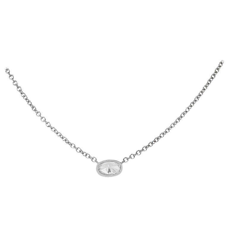 Oval Cut Bezel Set Diamond Necklace For Sale at 1stDibs oval diamond