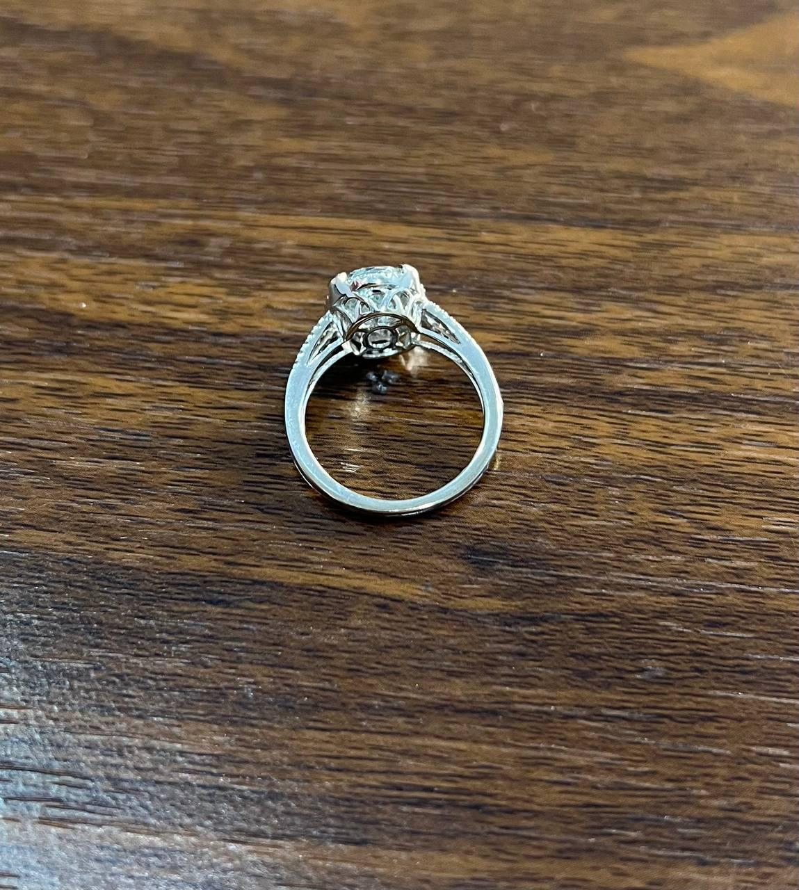 Oval Cut Blue Aquamarine Diamond Halo Pave 14K White Gold Statement Ring For Sale 4
