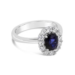 Roman Malakov 1.60 Carats Oval Cut Blue Sapphire & Diamond Halo Engagement Ring
