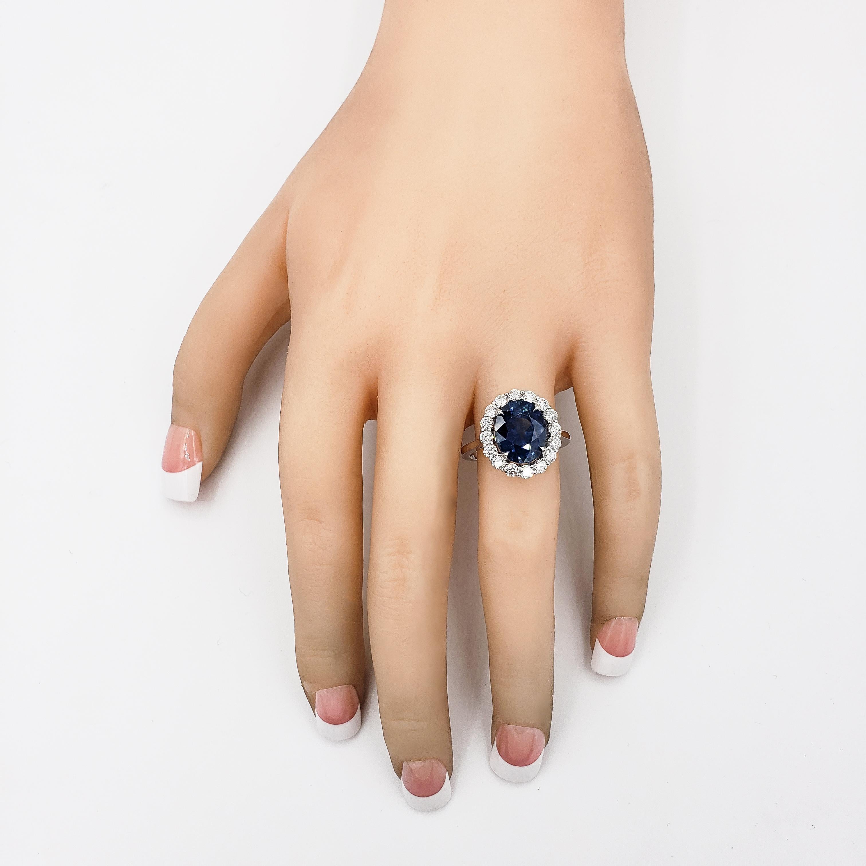 Roman Malakov Oval Cut Blue Sapphire and Diamond Halo Engagement Ring 1