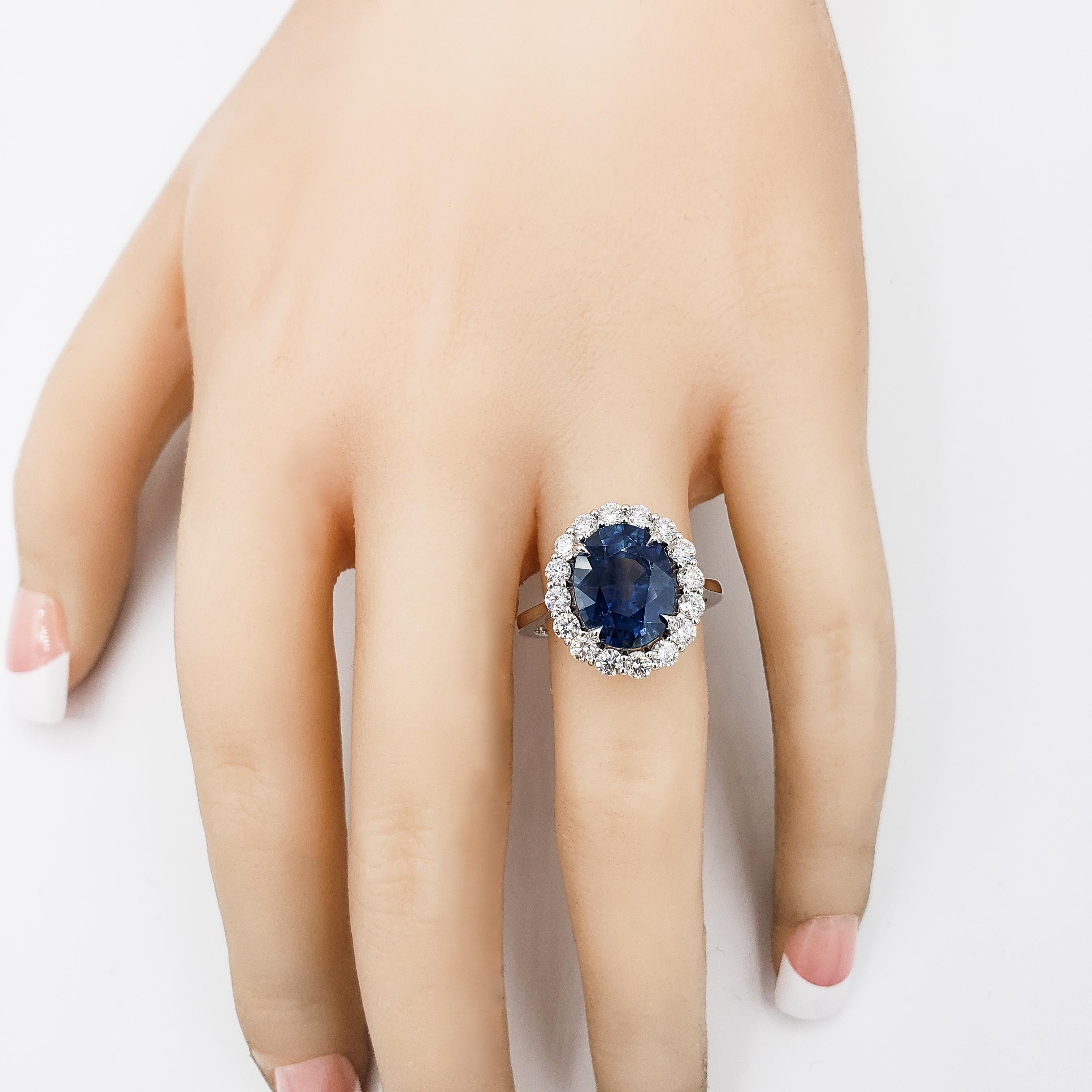 Roman Malakov Oval Cut Blue Sapphire and Diamond Halo Engagement Ring 2