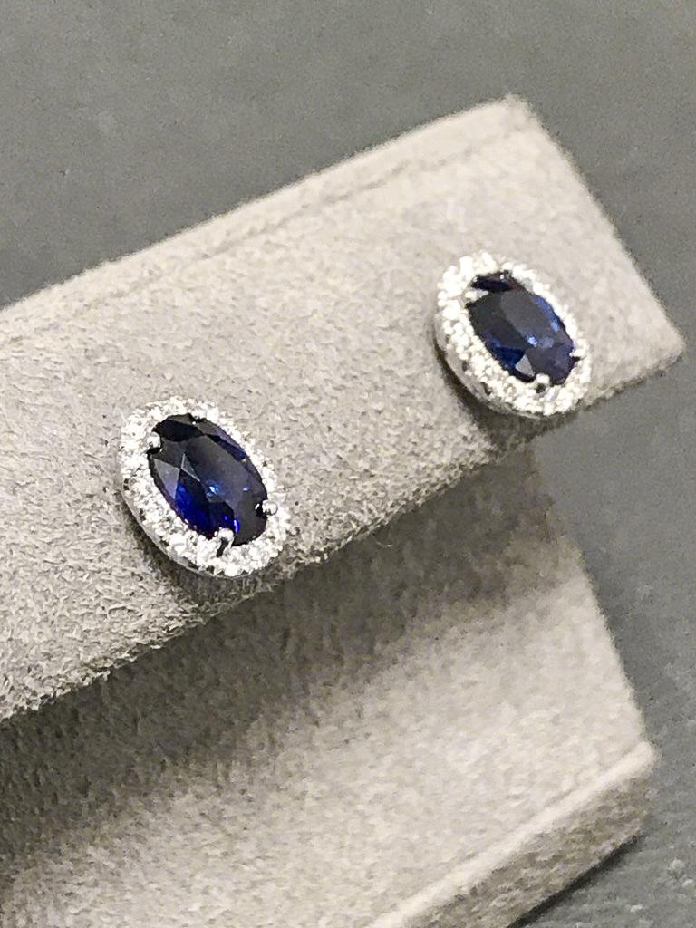 oval sapphire and diamond earrings