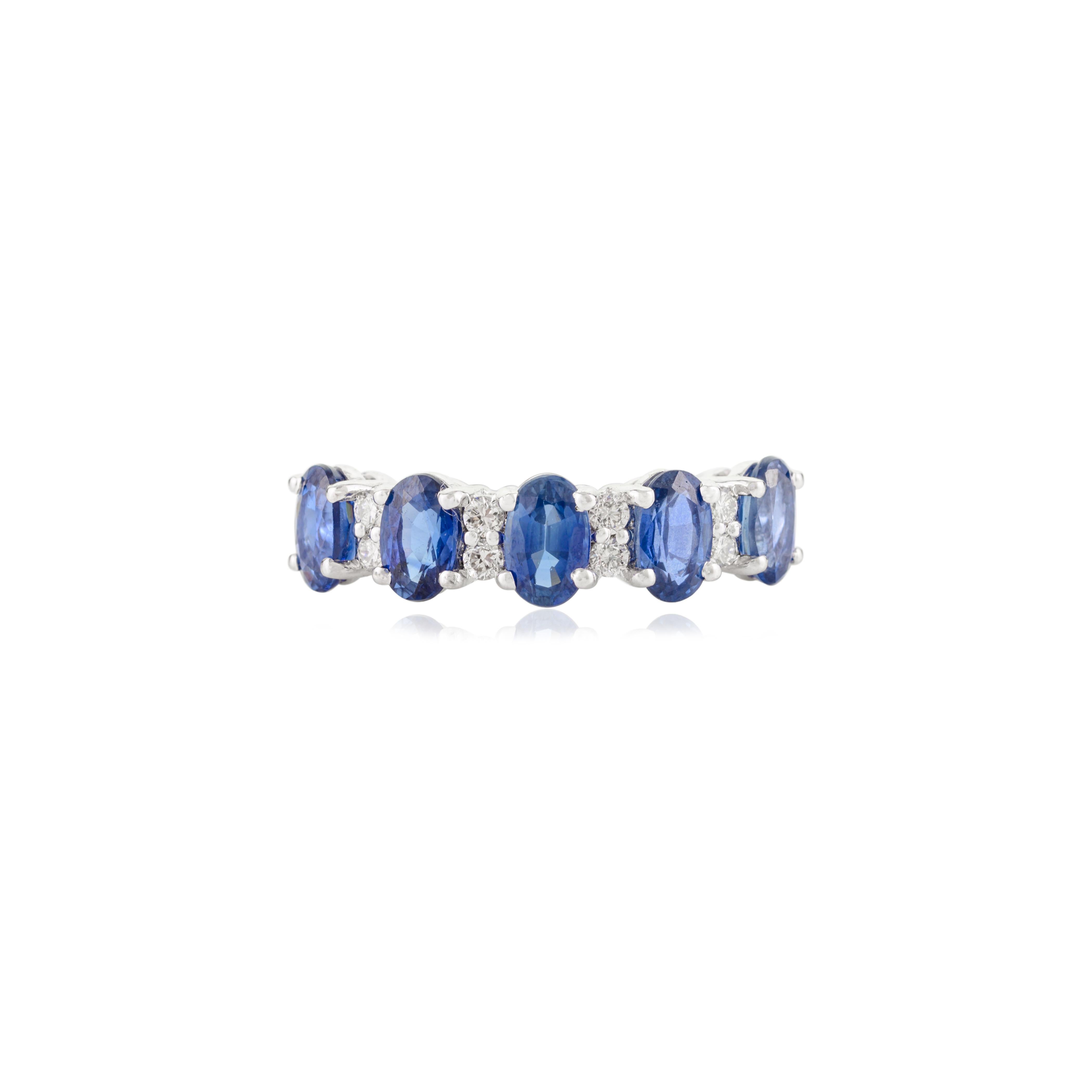 in vendita:  Anello di fidanzamento con zaffiro blu taglio ovale e diamante in oro bianco 18 carati 7