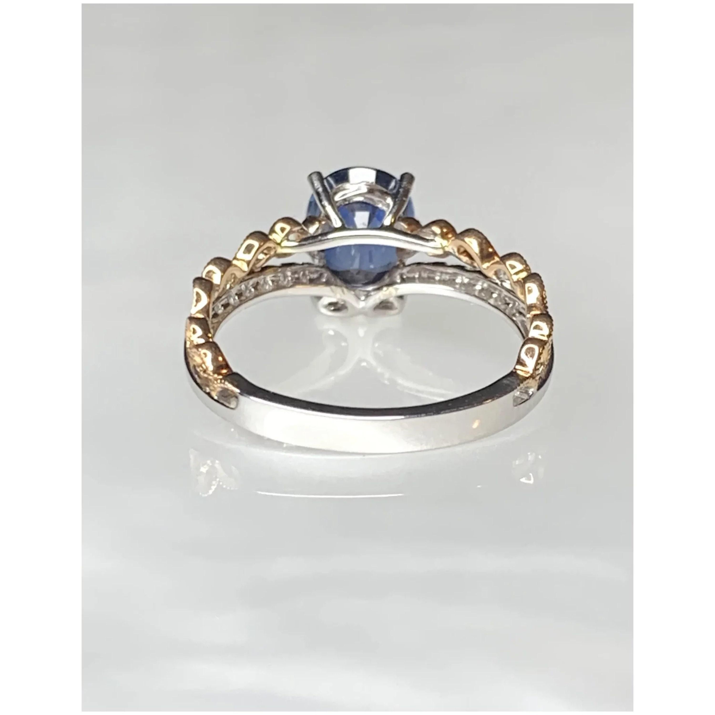 For Sale:  Oval Cut Blue Sapphire Diamond Engagement Ring Art Deco Sapphire Bridal Ring  3