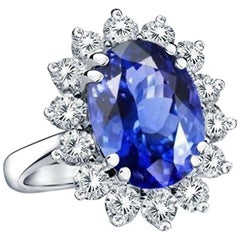 Oval Cut Blue Sapphire Diamond Engagement Ring Platinum 950